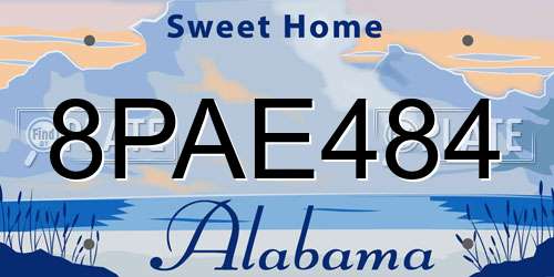 8PAE484 Alabama License Plate