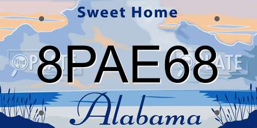 8PAE68 Alabama License Plate