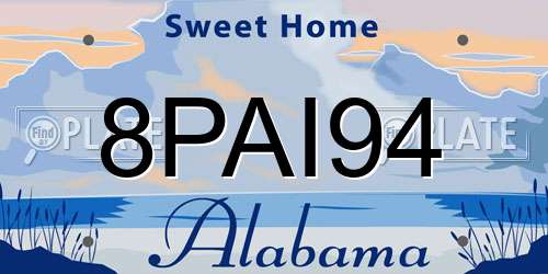 8PAI94 Alabama License Plate