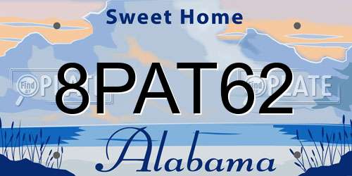 8PAT62 Alabama License Plate