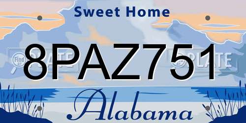 8PAZ751 Alabama License Plate