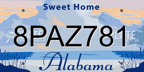 8PAZ781 Alabama License Plate