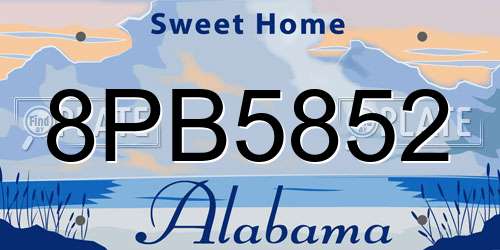 8PB5852 Alabama License Plate