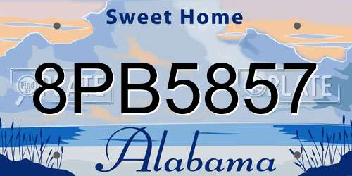 8PB5857 Alabama License Plate