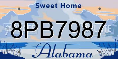 8PB7987 Alabama License Plate