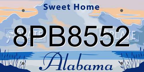 8PB8552 Alabama License Plate