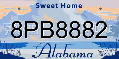 8PB8882 Alabama License Plate