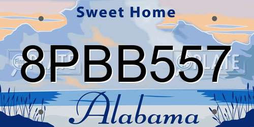 8PBB557 Alabama License Plate
