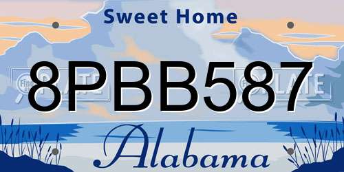 8PBB587 Alabama License Plate