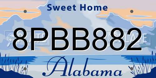 8PBB882 Alabama License Plate