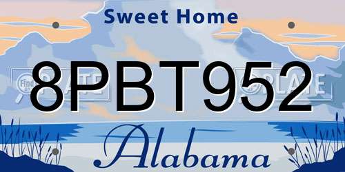 8PBT952 Alabama License Plate