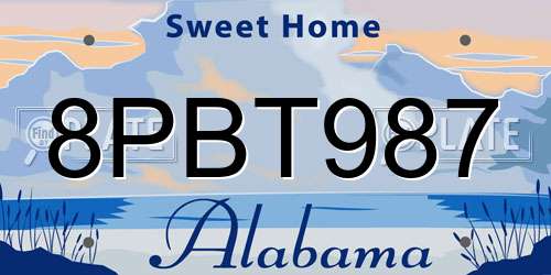 8PBT987 Alabama License Plate