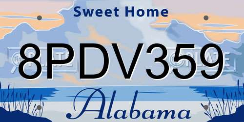 8PDV359 Alabama License Plate