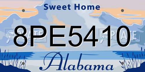 8PE5410 Alabama License Plate
