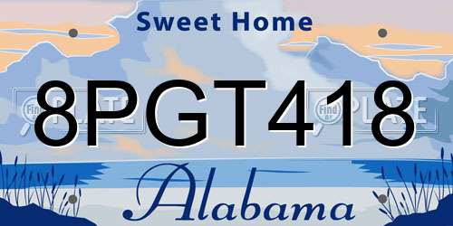 8PGT418 Alabama License Plate