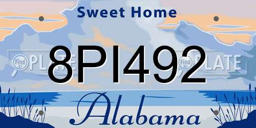 8PI492 Alabama License Plate