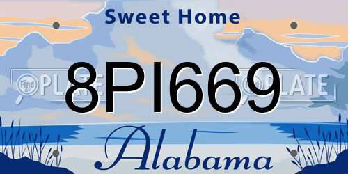 8PI669 Alabama License Plate