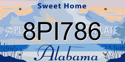 8PI786 Alabama License Plate