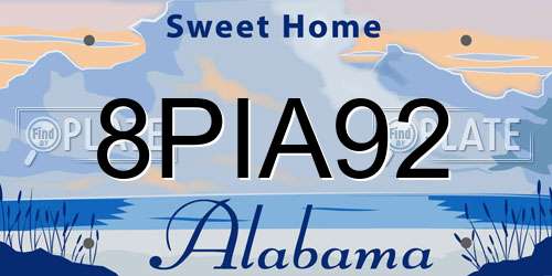8PIA92 Alabama License Plate