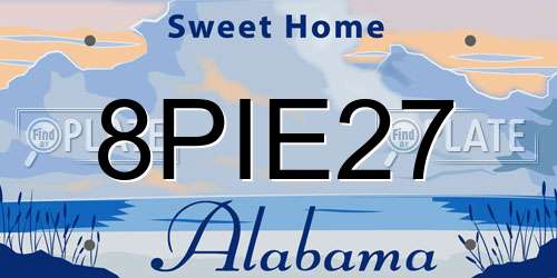 8PIE27 Alabama License Plate