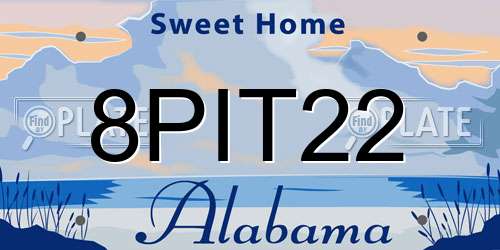 8PIT22 Alabama License Plate