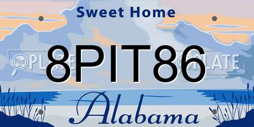 8PIT86 Alabama License Plate