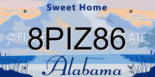 8PIZ86 Alabama License Plate