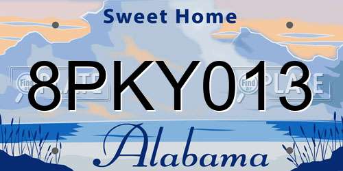 8PKY013 Alabama License Plate