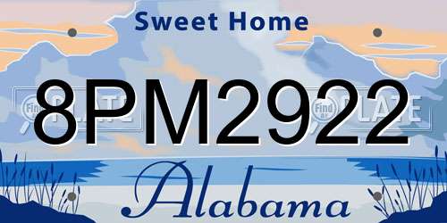 8PM2922 Alabama License Plate