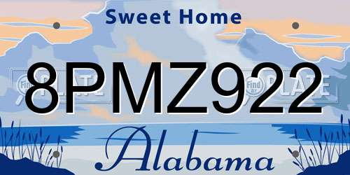 8PMZ922 Alabama License Plate