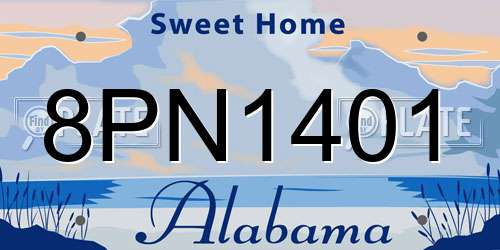 8PN1401 Alabama License Plate