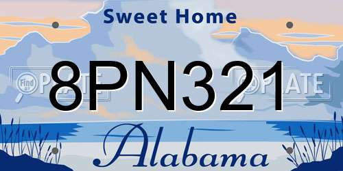 8PN321 Alabama License Plate