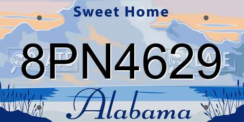 8PN4629 Alabama License Plate