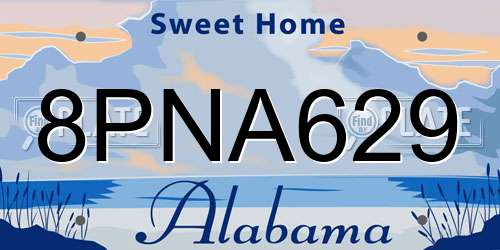 8PNA629 Alabama License Plate