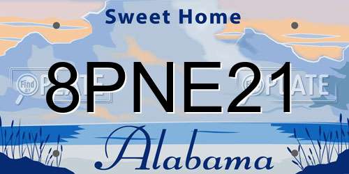 8PNE21 Alabama License Plate
