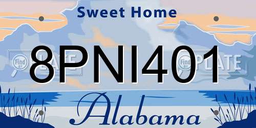 8PNI401 Alabama License Plate