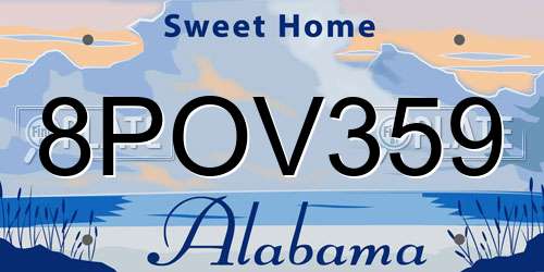 8POV359 Alabama License Plate