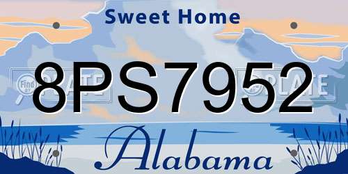 8PS7952 Alabama License Plate