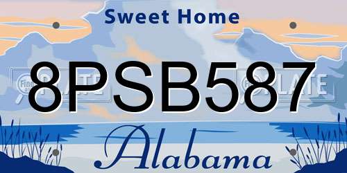 8PSB587 Alabama License Plate