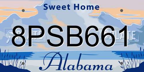 8PSB661 Alabama License Plate