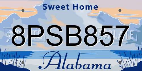8PSB857 Alabama License Plate