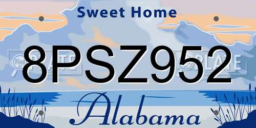 8PSZ952 Alabama License Plate