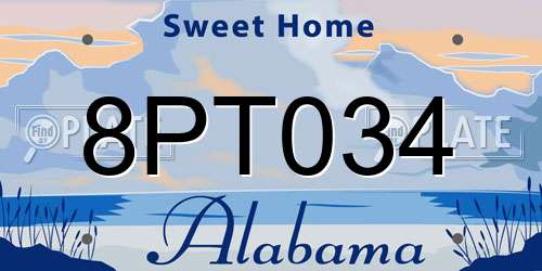 8PT034 Alabama License Plate