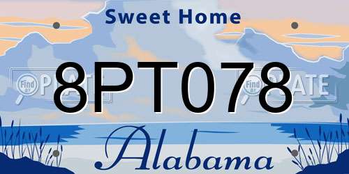 8PT078 Alabama License Plate