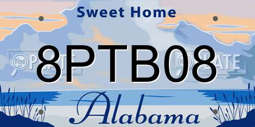 8PTB08 Alabama License Plate