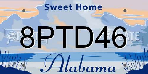 8PTD46 Alabama License Plate