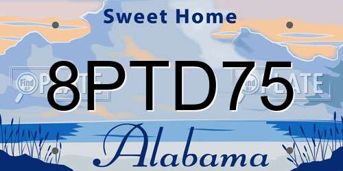 8PTD75 Alabama License Plate