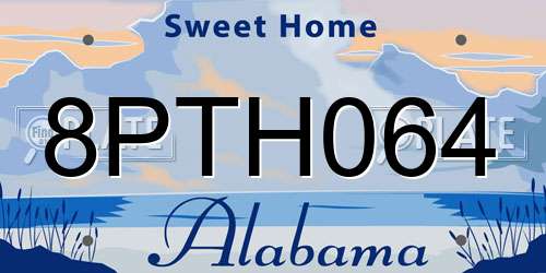 8PTH064 Alabama License Plate