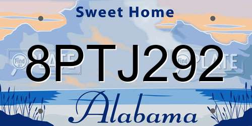 8PTJ292 Alabama License Plate