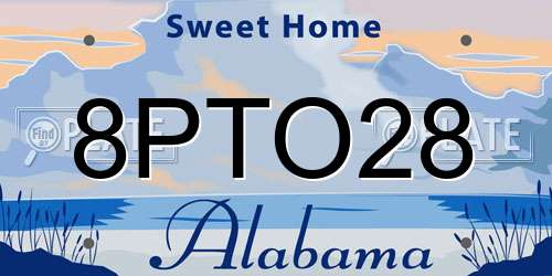 8PTO28 Alabama License Plate